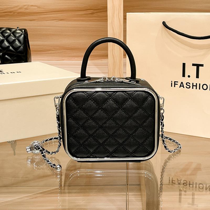Женская сумка с вышитым нитками в ромбовидную клетку, весенне-летняя, простая косметичка-коробка, одно плечо, цепочка через плечо, маленькая квадратная сумка