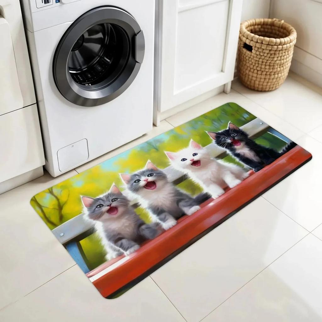 1PC Cowhide Pattern Kitchen Rug Non-Slip Door Mats Pop design Bathroom Rug Bath Mat Carpet for Home Sink Laundry Decor
