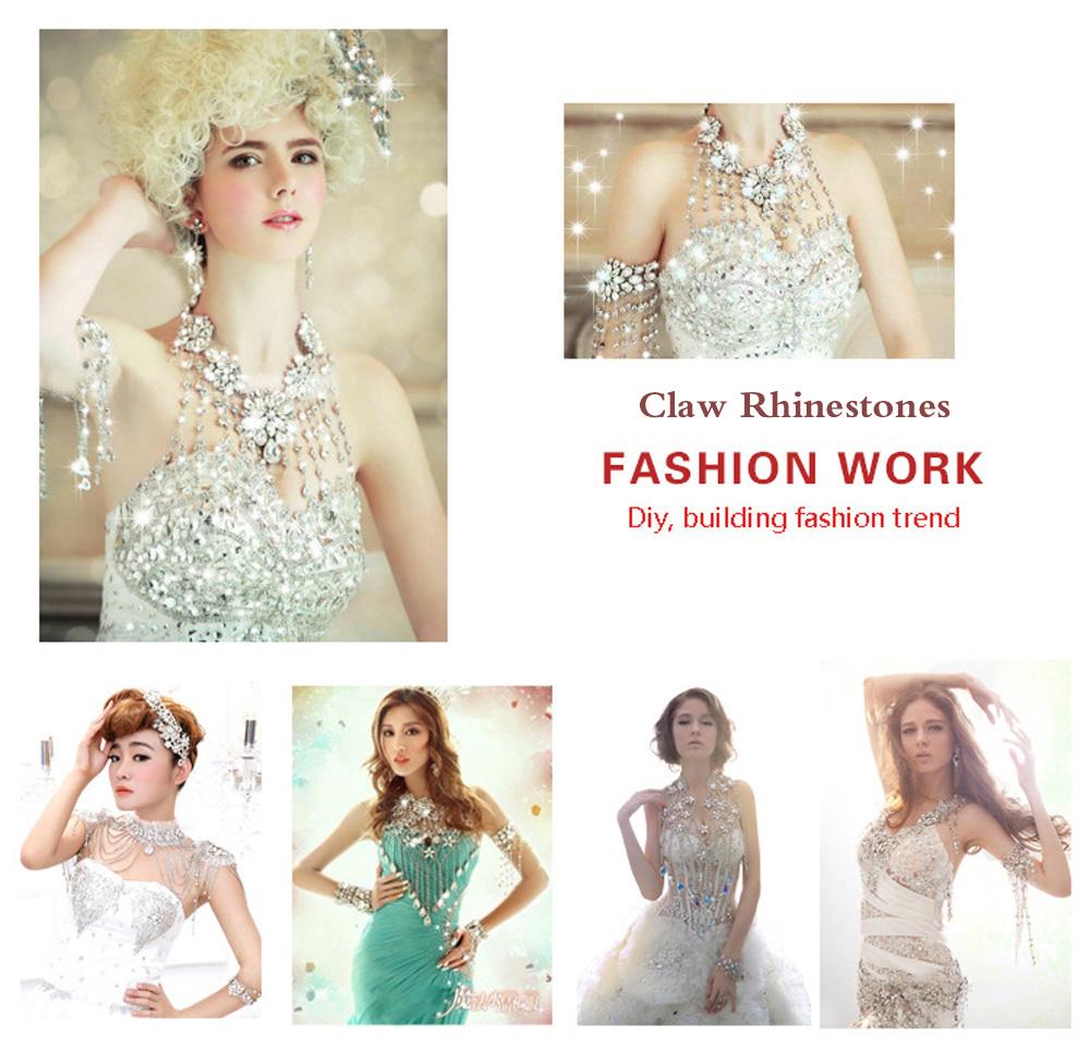 Promotion Ss12 -Ss40 Crystals Claw Cup Rhinestone Shiny Strass Stones Metal Base Fabric Beads Craft Top Rhinestones for Clothes