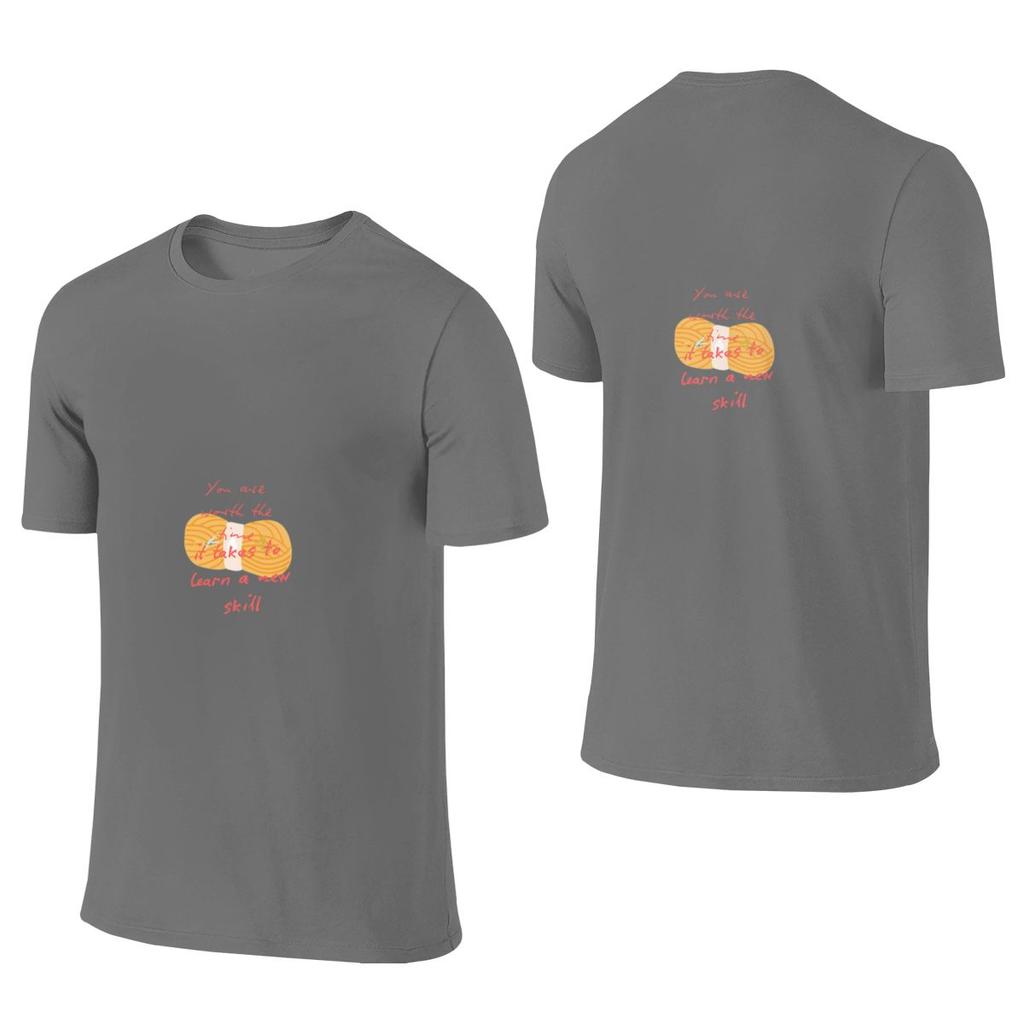 Motivational Quote Learn A New Skill Reversible Cotton Graphic Tee Versatile Outdoor Travel Hobby Casual Shirt