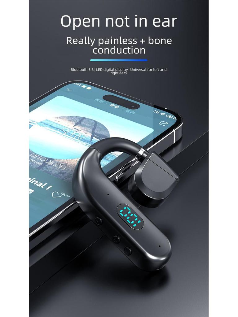 Беспроводная Bluetooth-гарнитура T50: Конструкция с заушным креплением, открытый тип, большая емкость, сверхдлительное время работы от аккумулятора для работы, вождения и бега