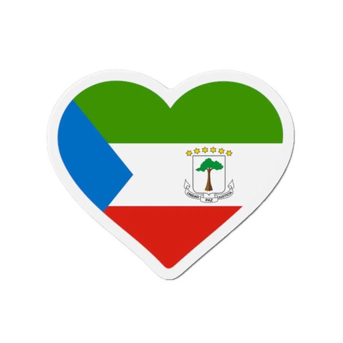 Aimant Coeur Drapeau Guinée Équatoriale - Multicolore - 8 Cm - 50 Pièces - Résine Synthétique