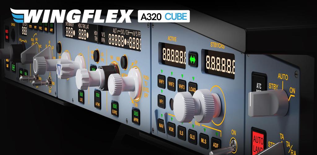 WINGFLEX A320 RMP CUBE Flight Simulation Flight Control for Airbus A320. Experience the Feel of a Real Airplane with Precise Control and