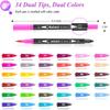 12/24/30pcs Dual Brush Art Markers, Artists Fine and Brush Tip Pen Coloring Markers for Kids Adult Coloring Art Craft Supplies Kit