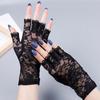 Солнцезащитные кружевные перчатки с половиной пальца, летние тонкие дышащие эластичные черные сексуальные элегантные свадебные перчатки для езды на открытом воздухе