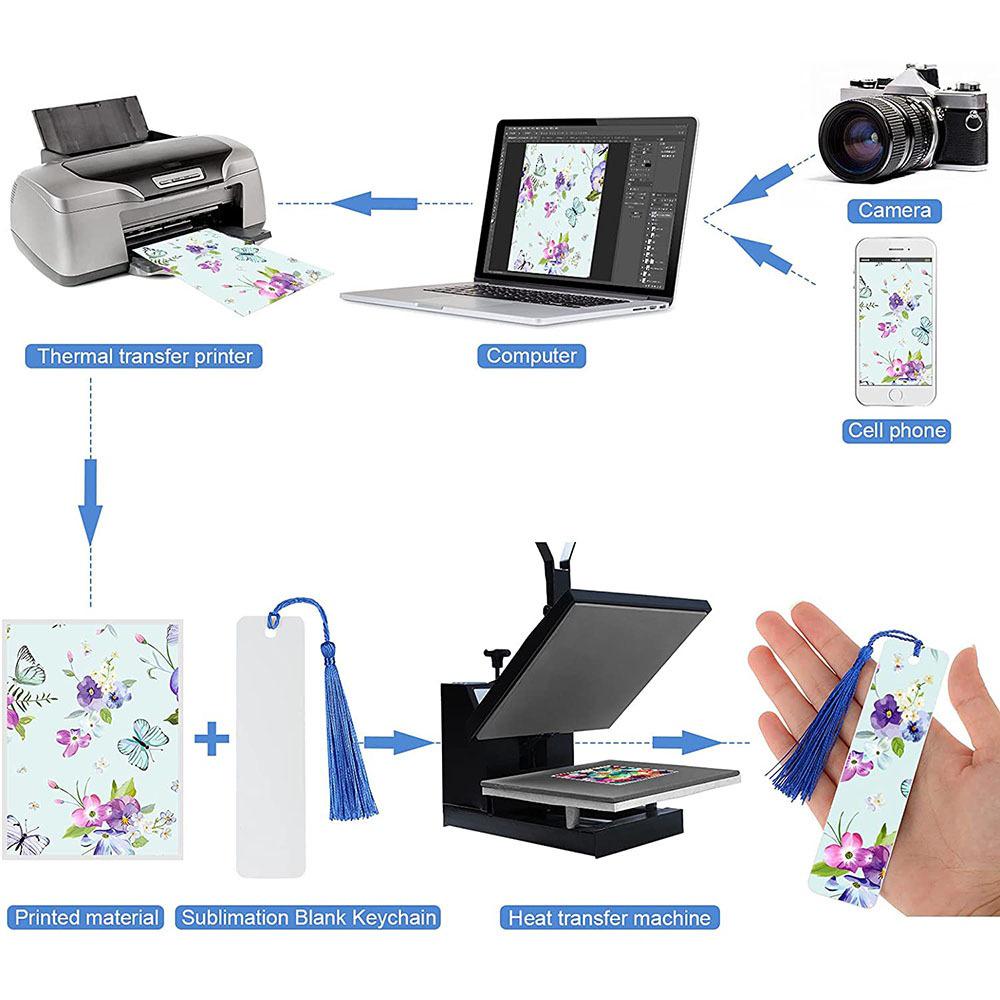 Sublimation Blank Metal Bookmarks with Colorful Tassels for DIY Heat Transfer Patterns