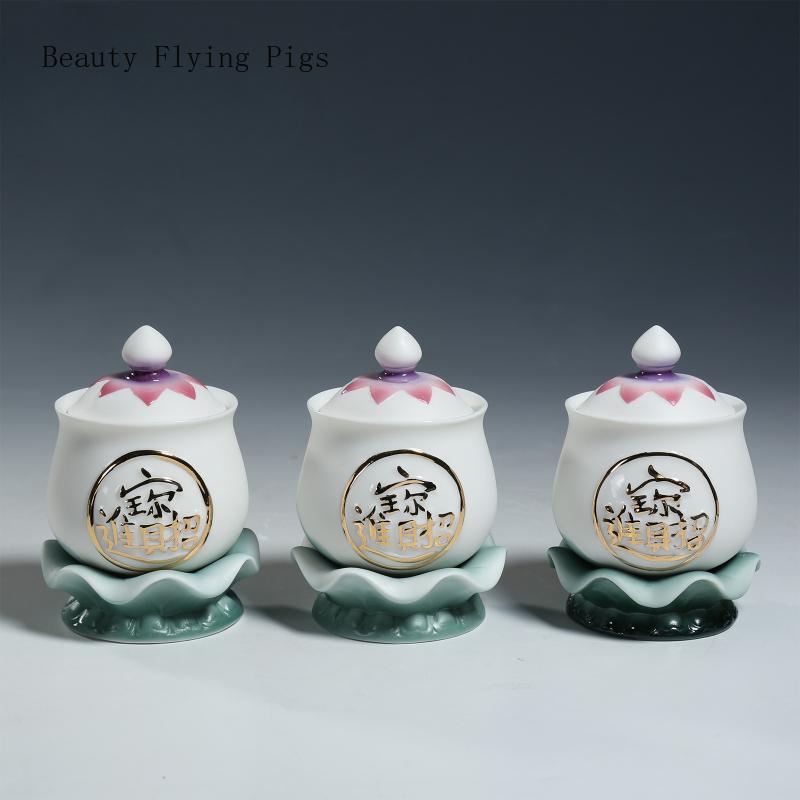 1 шт. керамический лотос стакан для святой воды бытовой перед Буддой бокал для вина фэн-шуй украшение