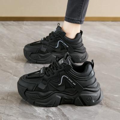 Женская повседневная спортивная обувь Модная зимняя обувь с комбинированным верхом, на шнуровке, на толстой подошве, противоскользящая, износостойкая, низкая