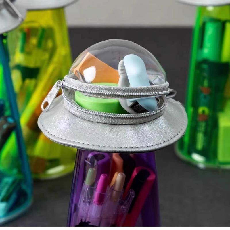 1Pcs Student Transparent Large Capacity Stationery Bag New Japanese Ufo Pencil Case Funny Doll Storage Bag Gift