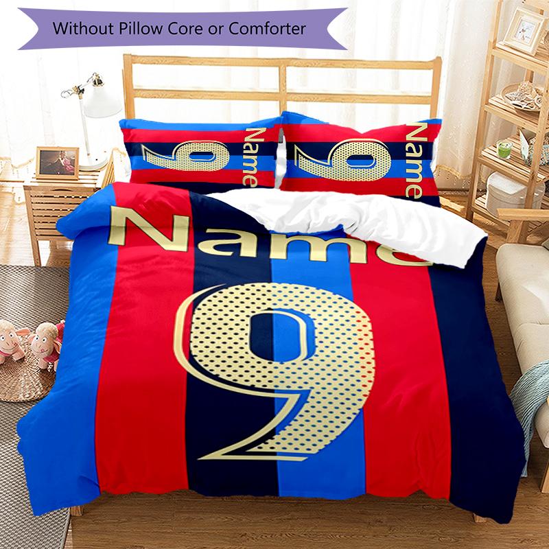 3pcs Custom Name Football digital jersey Bedding Set Duvet Cover Closure Includes 1 Duvet Cover & 2 Pillowcases for All Seasons Bedroom Decor