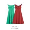 Kaslead New Women Clothes Western Style Fashion Simple Slim Fit Blended Dress 17011167