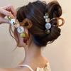 Корейская ретро заколка-краб с неувядающим цветком Женская Новая высококлассная заколка для волос на затылок Темпераментная заколка-акула Заколки-крабы Mujeres