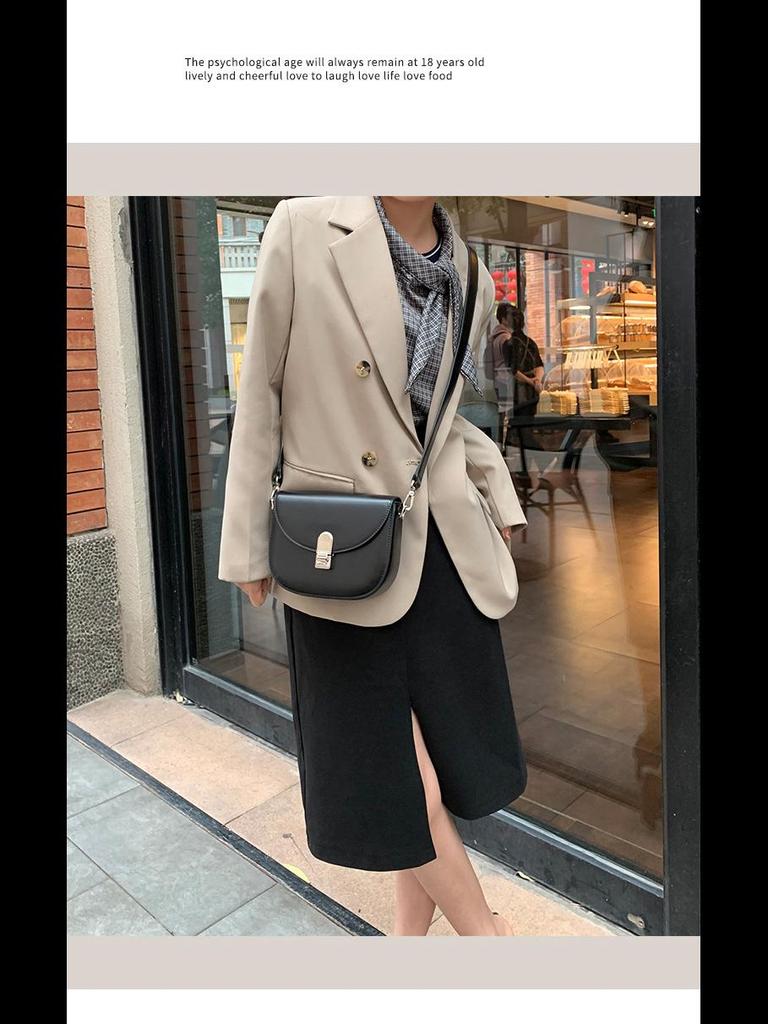 2024 Осень/Зима Женская модная полукруглая сумка через плечо из мягкой кожи с широким ремешком