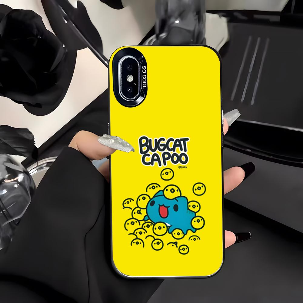 CUTE B-Bugcat Capoo Phone Case For IPhone 17 Air 16 E 15 14 Plus 13 12 11 Pro Max Colored Silver Cover