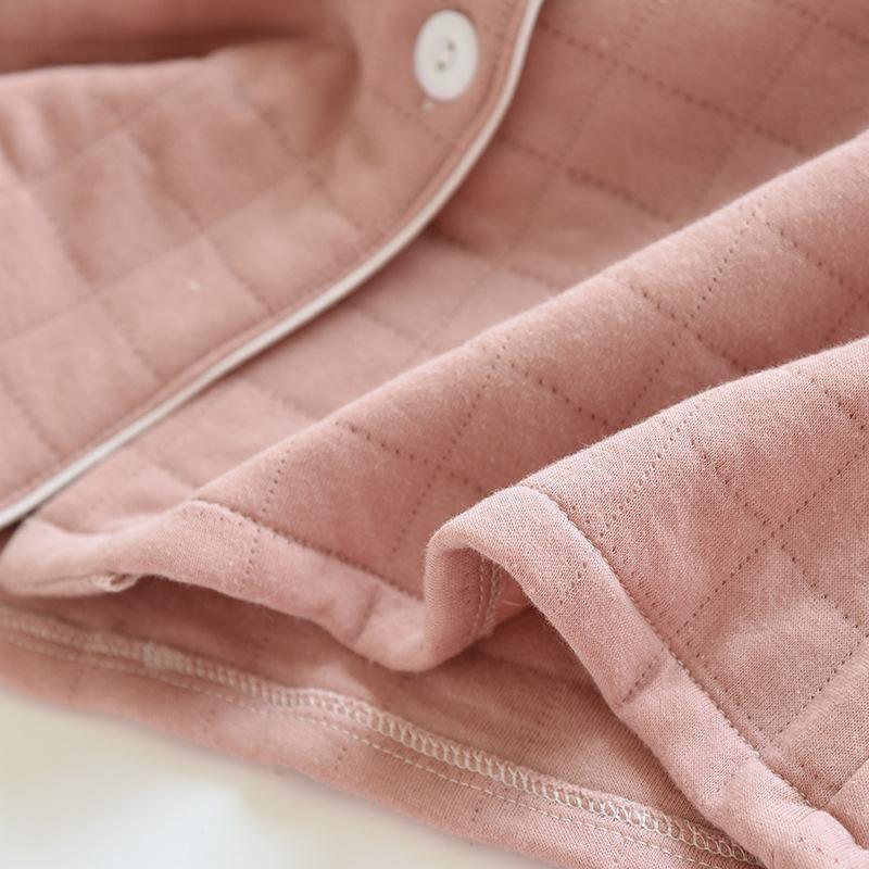 Осенне-зимний пижамный комплект для пары из утолщенного хлопка с застежкой-молнией, теплый однотонный мужской и женский домашний комплект из двух предметов с длинным рукавом