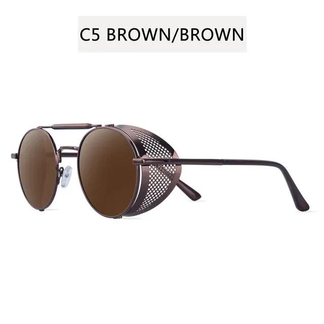 Ретро Круглые Металлические Солнцезащитные Очки Стимпанк Винтажные С Защитой от УФ Модные Унисекс Дизайнерские Очки для Мужчин Женщин