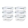 CB Japan Glass Storage Set of and Boiling Water Safe Heat-Resistant Containers, Square, 520ml, 6, Microwave, Dishwasher,