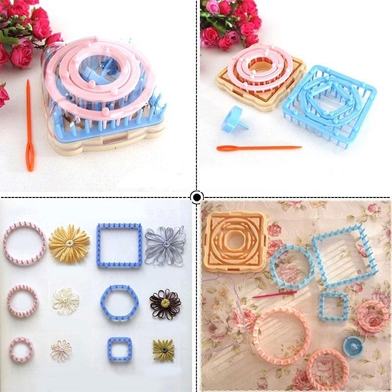 9pcs/ Set Flower Loom Petals Knitted Crochet Yarn Sewing Tool DIY Flower Pattern Maker Wool For Knitting Machine Scarf Socks