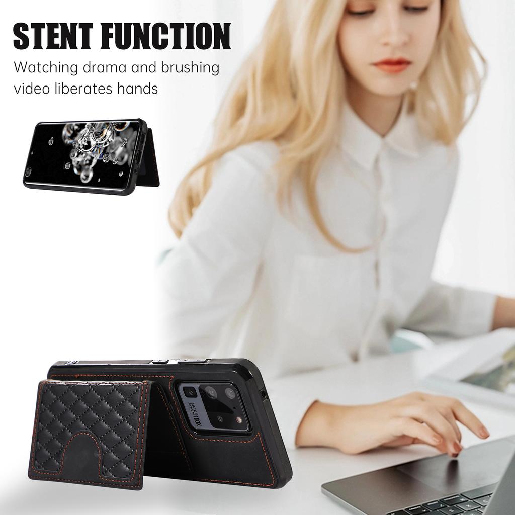Phone Case for Samsung Galaxy S20 Ultra Card Holder TPU+PU Leather Kickstand Phone Cover