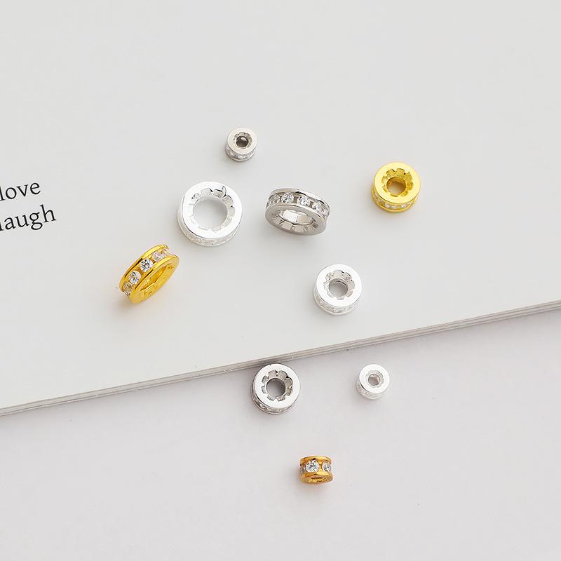 S925 Sterling Silver Diamond Spacer Beads for DIY Crystal Bracelets