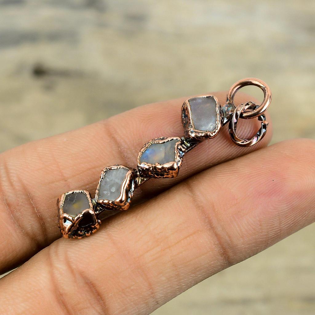 Кулон из необработанного драгоценного камня лабрадорит, гальванопластическая медная подвеска, ювелирное изделие ручной работы из меди, дизайнерский кулон, гальванопластическая бижутерия, подарок для нее