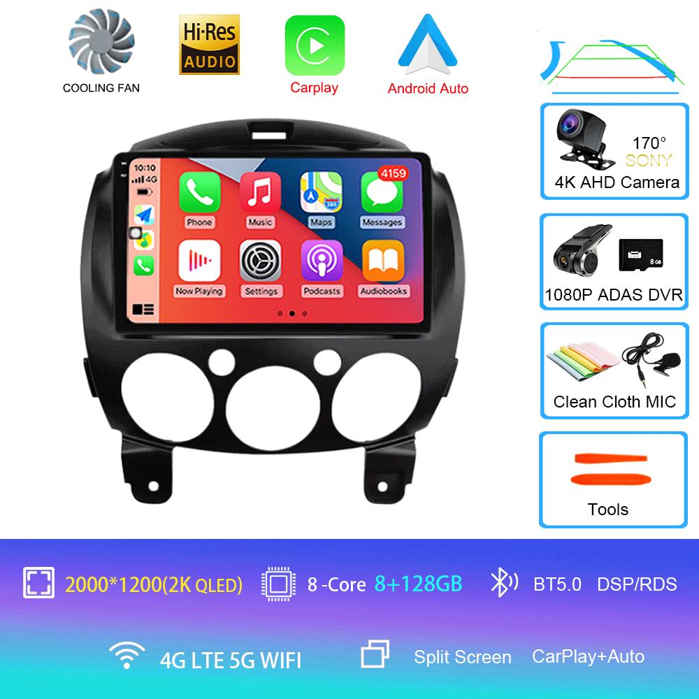 Android 14 For MAZDA 2 Mazda2 2007 2008 2009 2010 - 2014 Car Radio Stereo Player Support Tablet WiFi GPS Navigation 360 Camera