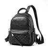 Genuine Leather Women's Fashion Large Capacity Diamond Check Backpack Women's Commuter Travel Backpack