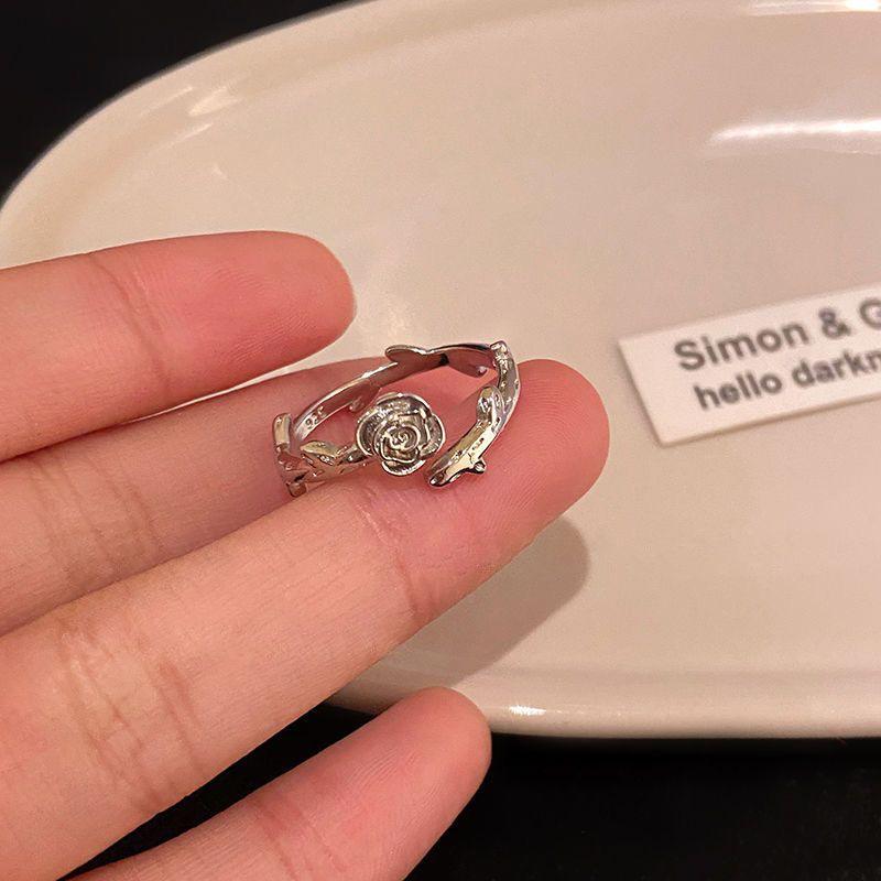 Korean Style Open Index Finger Rings - Thorn Rose Vine Design for Couples and Students
