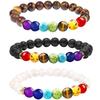 Natural Stone Beads Multicolor Bangle 7 Chakra Healing Balance Beads Bracelet for Women Reiki Prayer Yoga Wristband