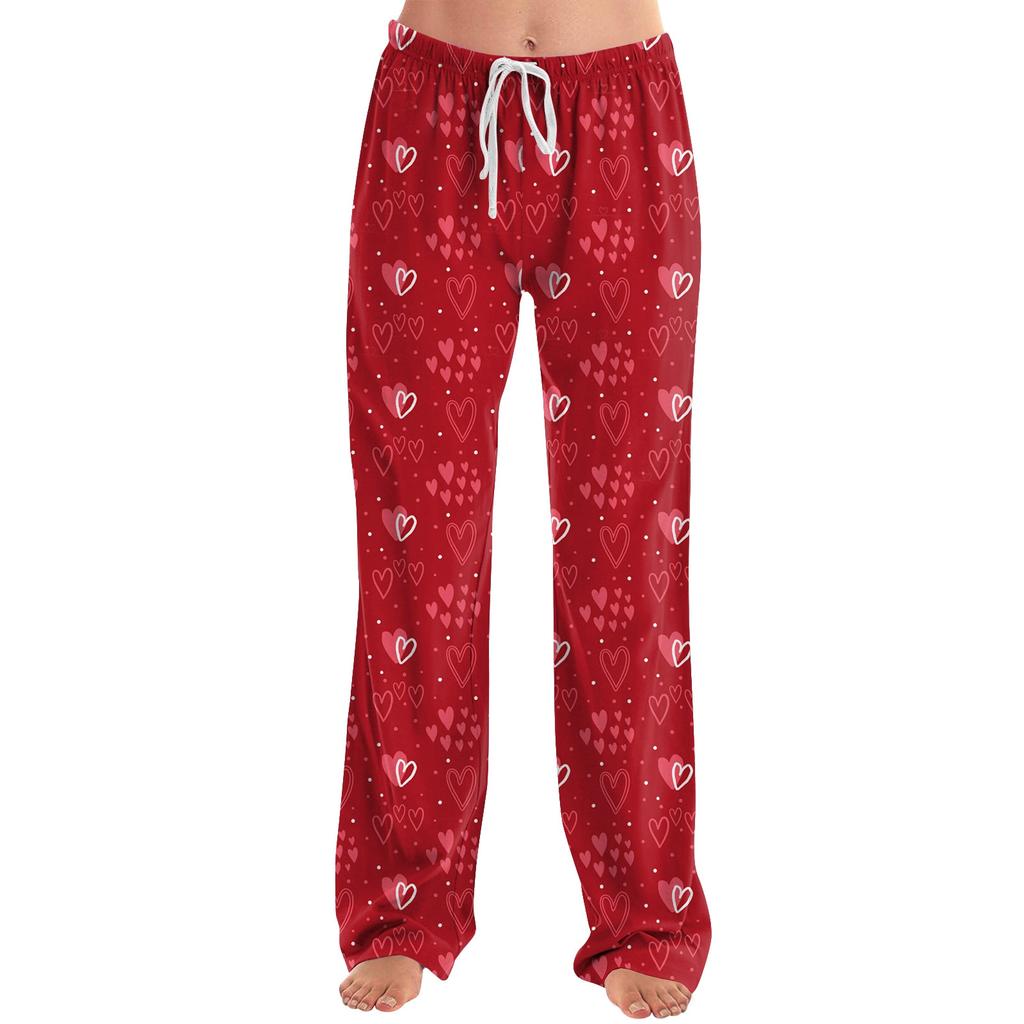 Женские пижамные штаны, одежда для сна, повседневные брюки с эластичной резинкой на талии, удобные прямые свободные брюки для йоги