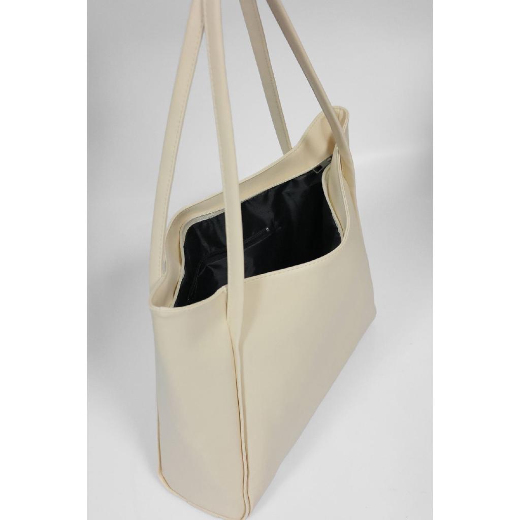 Women's Black Zipper Shopper Bag