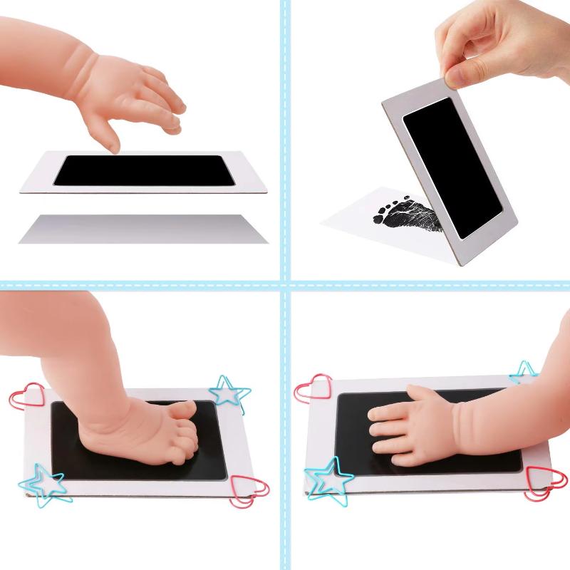 Newborn Baby Diy Hand And Footprint Kit Ink Pads Photo Frame Handprint Toddlers Souvenir Accessories Safe Clean Baby Shower Gift
