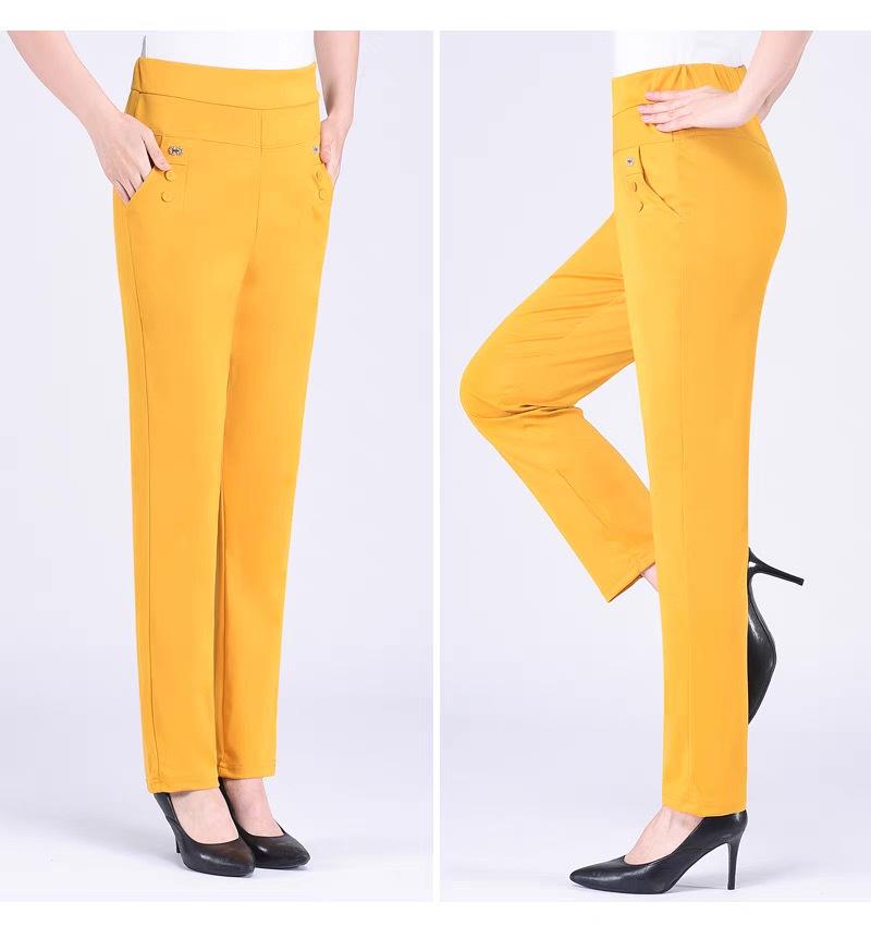 Льняные женские летние брюки с эластичной талией — повседневный стиль для мам среднего и пожилого возраста