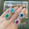 Jewelry Imitation Colored Treasure Ring, Retro Style Ring, Sparkling Diamond-Set Women'S Ring 8 * 10
