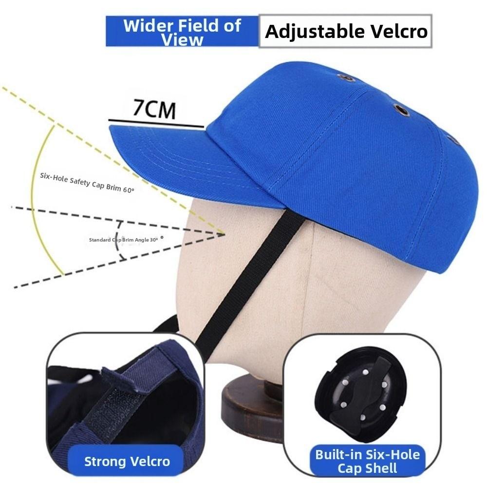 Adjustable Strap Safety Hard Hat Top 6 Holes Safety Baseball Caps  Outdoor Sports