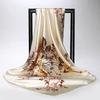 Silk Satin Hijab Scarf For Women Leaves Print Shawl Bag Scarf 90*90cm Square Shawls and Wraps Neck Scarves