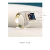 Bella Box Luxury Silver Color Men Ring With Genuine Black Blue Big Stone Engagement Wedding Party Ring