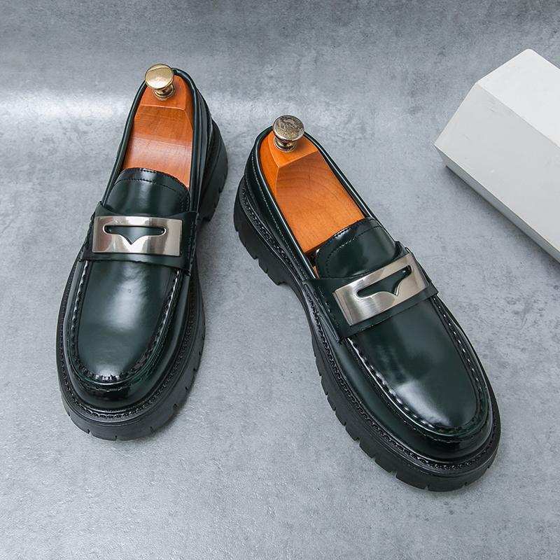 New Men Fashion Derby Shoes Luxury Fashion Thick Bottom Big Head Leather Shoes European Versatile Social Shoes Men Sizes 38-44