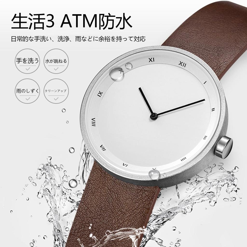 SZSL Stylish and Casual Quartz Watch Lightweight and Simple Design Stable Waterproof Performance Cowhide Leather Strap Unisex (Black)