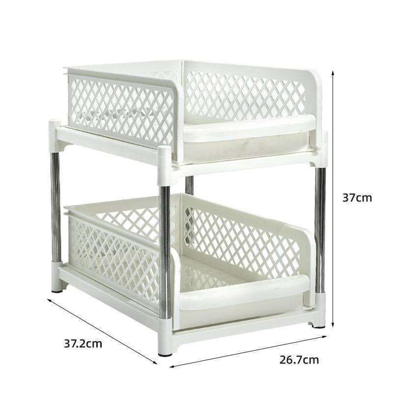 Двухуровневый сетчатый и пластиковый кухонный органайзер с выдвижными ящиками для использования под раковиной или на столешнице