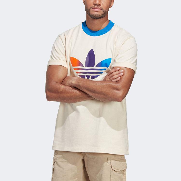 Adidas Футболка Originals Adicolor 70s Vintage Gradient Logo с круглым вырезом, мужская, бежевая IP6967
