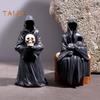 Halloween Grim Reaper Figurine Spooky Black Robe Death Ghost Resin Statue Sculpture Indoor Home Office Desktop Decoration Ornament Festival Gift