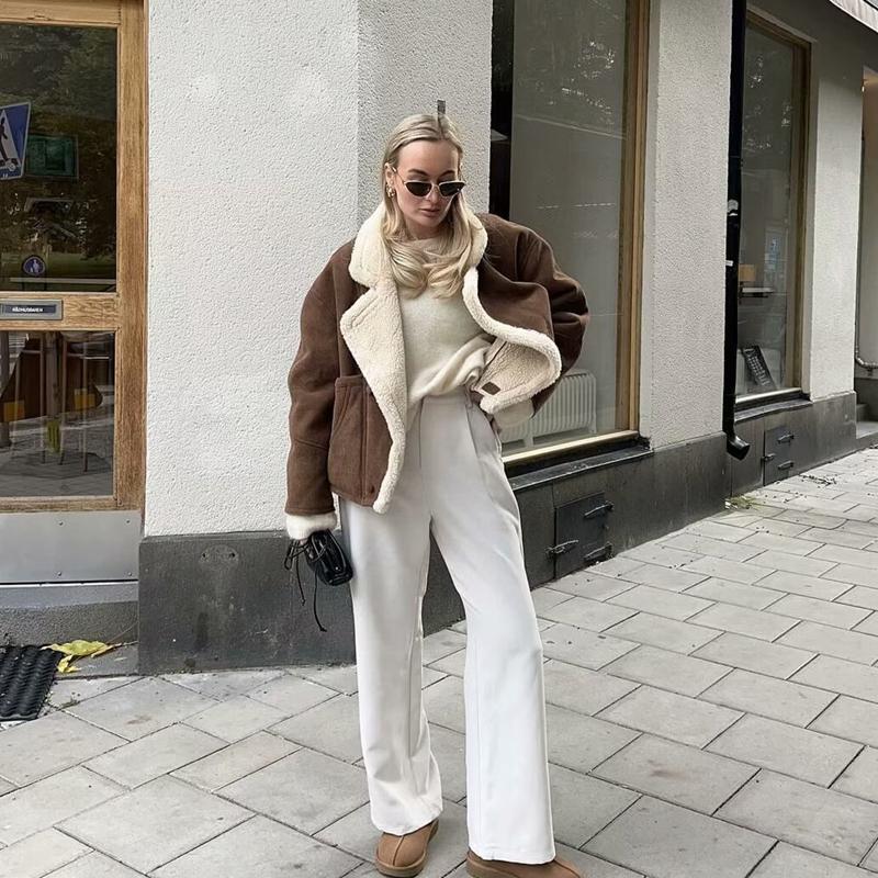 Женское пальто Осень и Зима Новая женская мода Свободное и теплое Ретро пальто из овечьей шерсти