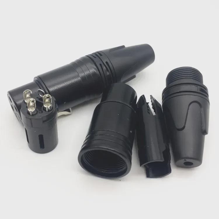 3-жильный никелированный XLR-гнездовой микрофонный штекер, черный