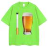 Смешная футболка с мемом Сигарета и пиво Юмор Шутка Принт Футболка Унисекс Женская Мода Оверсайз Хлопок Повседневная Короткий рукав Уличная одежда