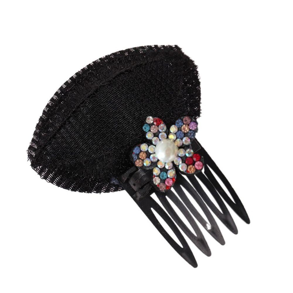 Flower Hair Base Pearl Bun Bump It Up Volume Hair Base Shiny Invisible Volume Hair Clip  Daily