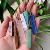Natural Stone Pendant Raw Mineral Irregular Rectangle Quartz Pendulum Amazonite Tiger Eye Lapsi Pink Crystal Necklaces