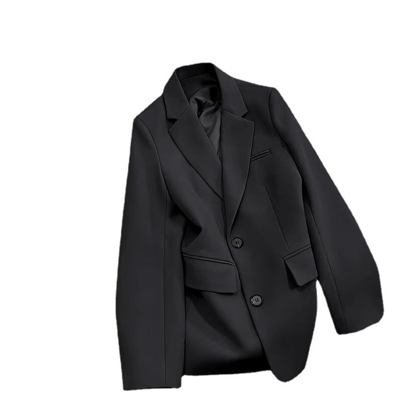 Женский однотонный черный пиджак с карманами на пуговицах, кардиган с длинными рукавами, корейский модный повседневный разноцветный пиджак, куртка