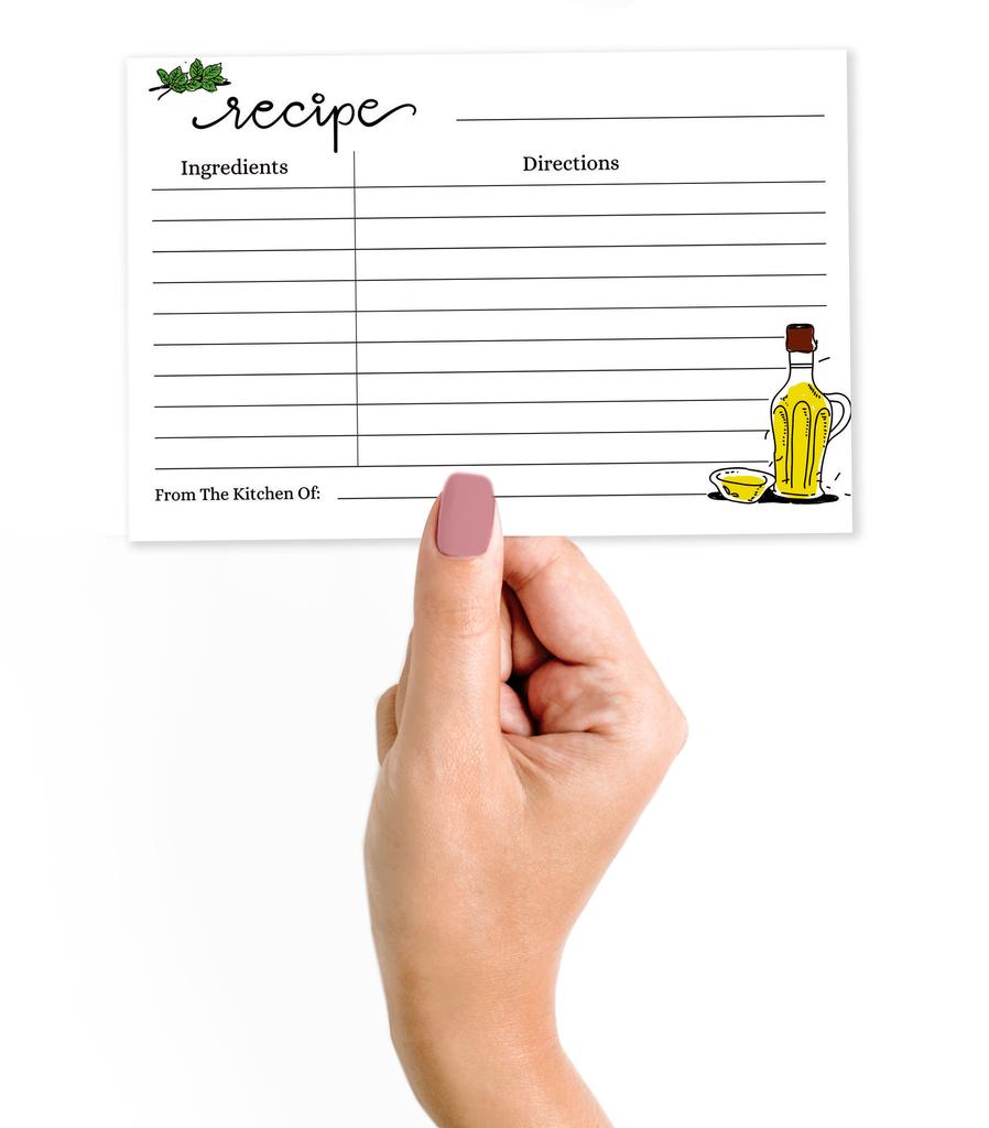 Inkdotpot Карточка с рецептами 6x4 дюйма, односторонние карточки с рецептами, дизайн, карточки с рецептами для кухни, свадьба, девичник, детский душ — набор