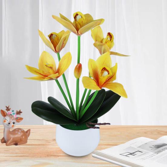 Artificial Plant Pot Orchid Flower Home Decor Plastic Wedding Parties Simulation Bonsai for Living Room